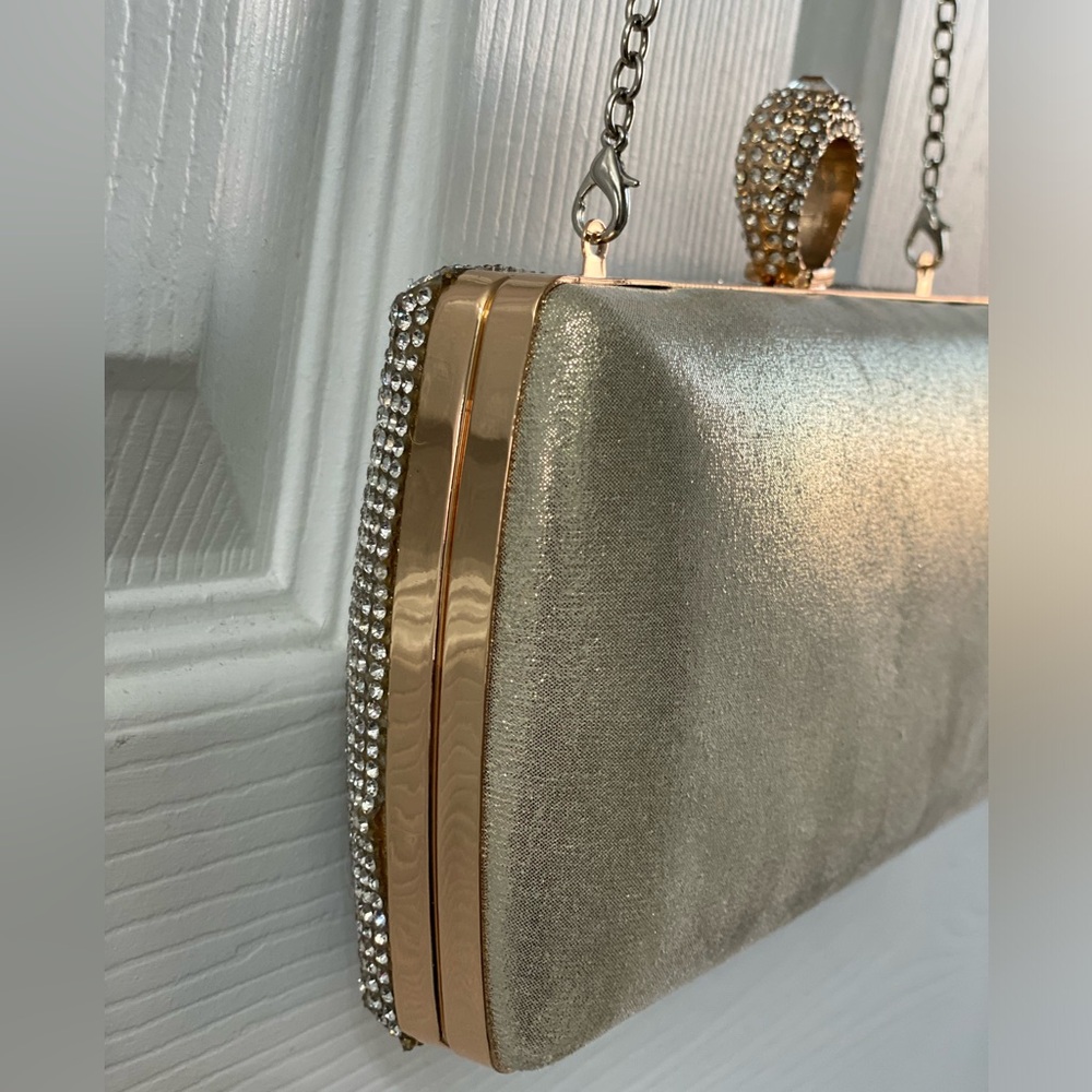 Mini shoulder purse. Beautiful silver rhinestone sparkling, stylish mini purse. - Picture 3 of 6